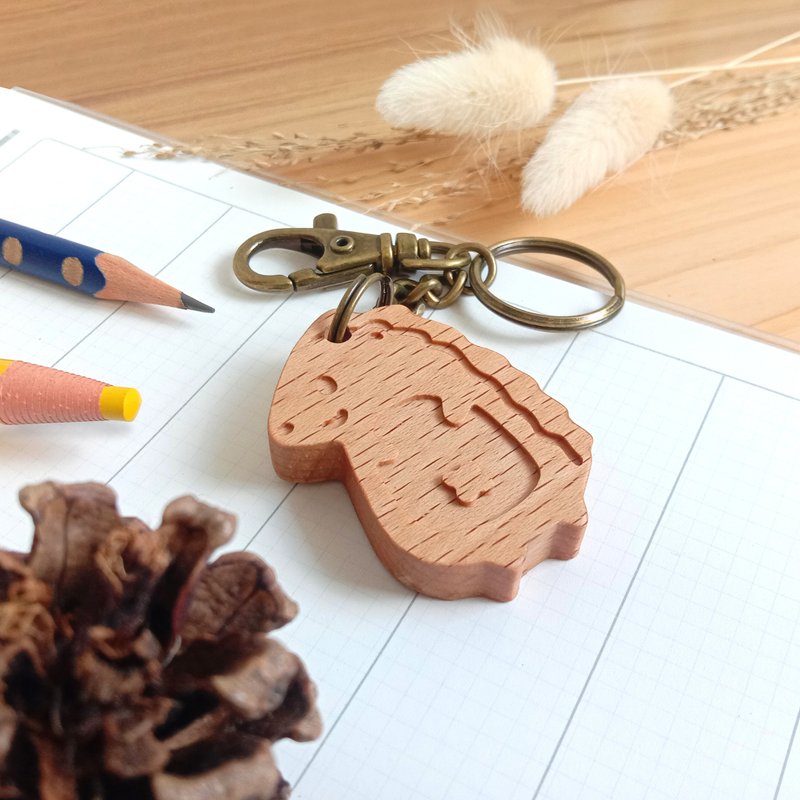 【客製化禮物】可愛動物系列 / 小老虎鑰匙圈 生日聖誕情人 禮物 - 鑰匙圈/鑰匙包 - 木頭 咖啡色