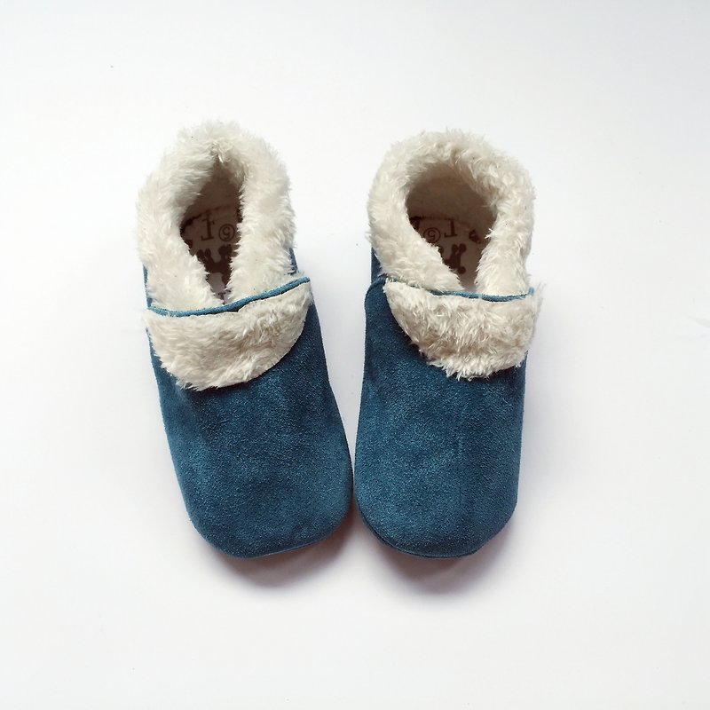 La Chamade / Teal Sheepskin Lined Low Cut Boots - รองเท้าเด็ก - หนังแท้ สีน้ำเงิน