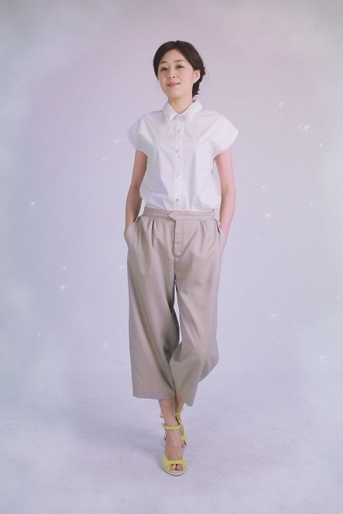 Bucca Drop Shoulder Shirt Top with Stuffing Collar