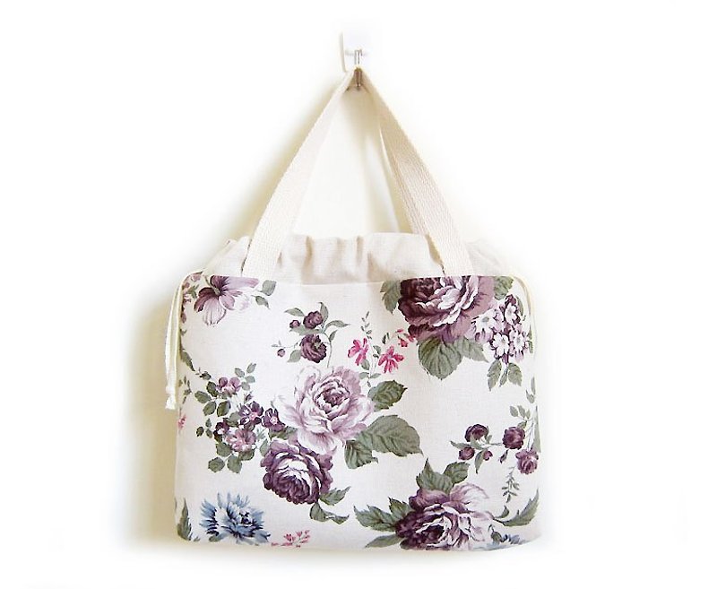 Handmade Handbag Purple Rose - Handbags & Totes - Other Materials White