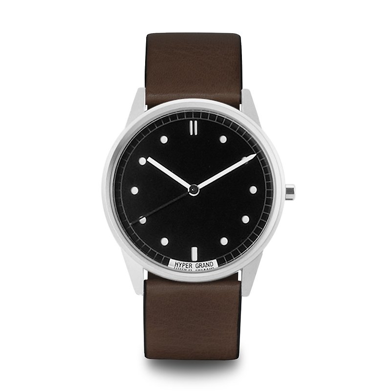 HYPERGRAND - 01 Basic Series - Silver Black Dial Brown Leather Watch - นาฬิกาผู้ชาย - วัสดุอื่นๆ สีนำ้ตาล