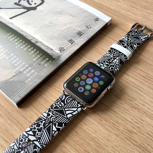 UltraCase Apple Watch Series 1 - 5 黑色幾何拼布圖手錶帶 38 40 42 44 mm