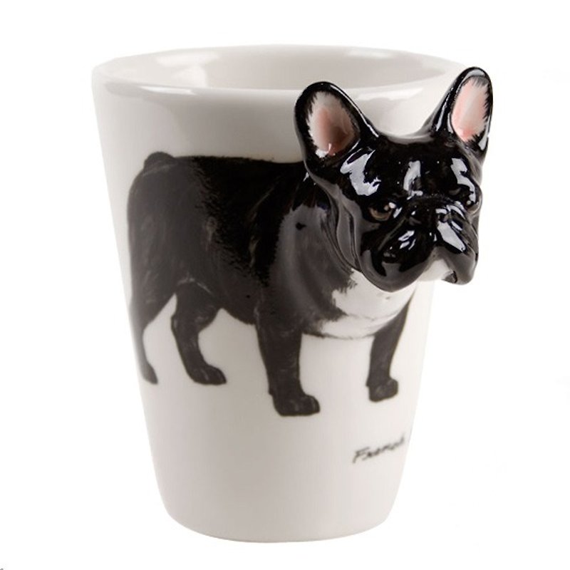 France French bulldog fighting [MSA] Blue Witch Mug British hand-painted glass ceramic cups black French-Bulldog - Mugs - Other Materials Black
