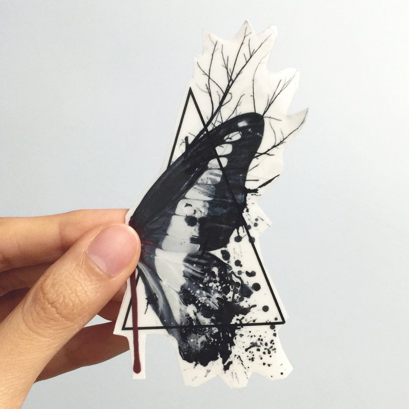 殘蝶 透明貼紙 - 貼紙 - 紙 黑色