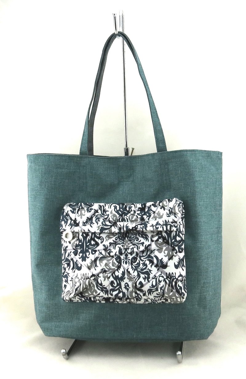 texture of life double-sided handle bag--- pastoral green/grey - Clutch Bags - Other Materials Green