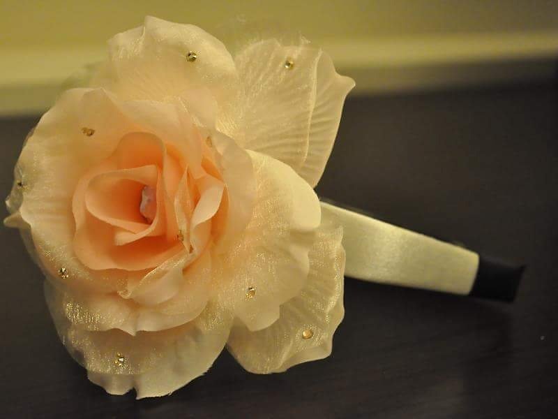Angel Nina hand-made flowers hairpin hair ribbon hat pink roses Zihei - Bibs - Cotton & Hemp Pink
