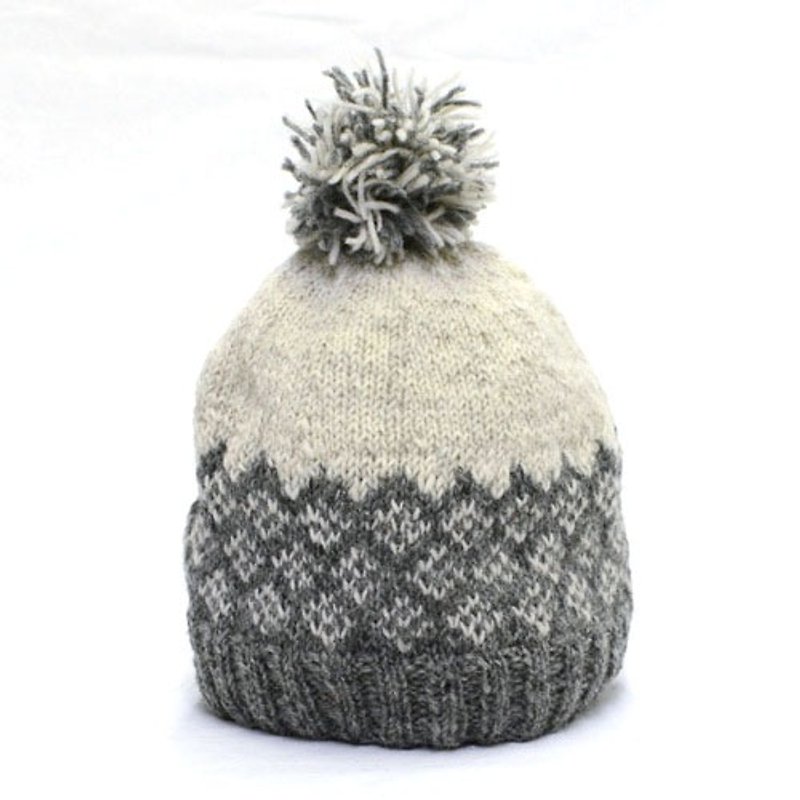 Earth tree fair trade- "hat Series" - hand-woven 100% wool Quilted ball cap (light gray) - หมวก - ขนแกะ 