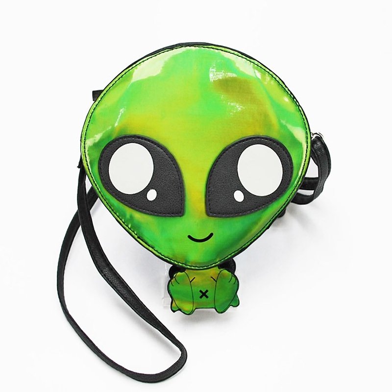 Sleepyville Critters - Green Baby Alien Shoulder Crossbody Bag - กระเป๋าแมสเซนเจอร์ - หนังเทียม สีเขียว