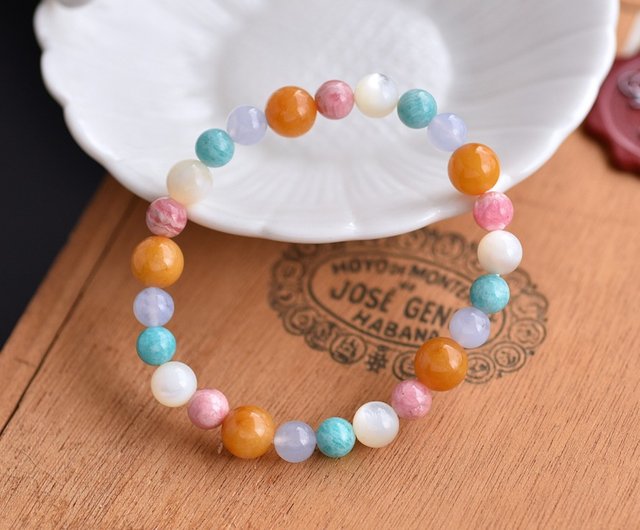 Colorful Rainbow-Rhodochrosite + Tianhe Stone+ Blue Grain Agate +