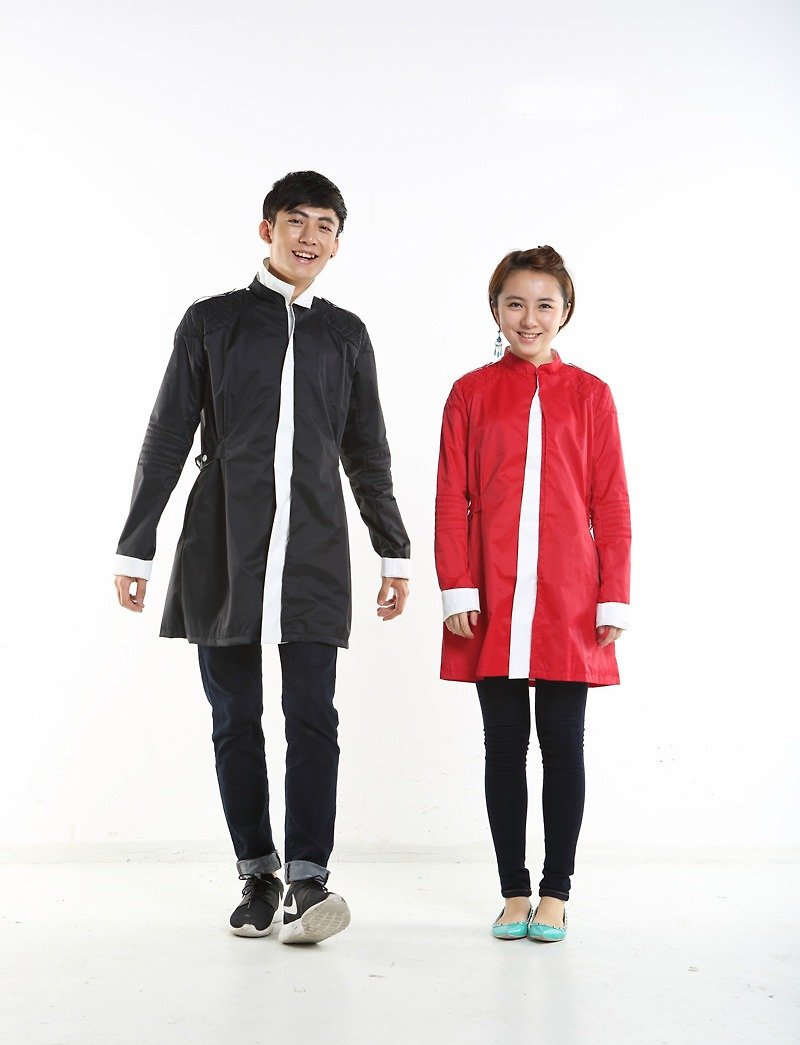 DiiiD Future Warrior mid-length raincoat is not ordinary raincoat for boys and girls for couples spring and autumn - Women's Casual & Functional Jackets - Waterproof Material Red