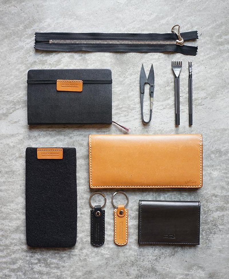 客製”植鞣皮『一體成型』的短夾“ - Wallets - Genuine Leather Orange