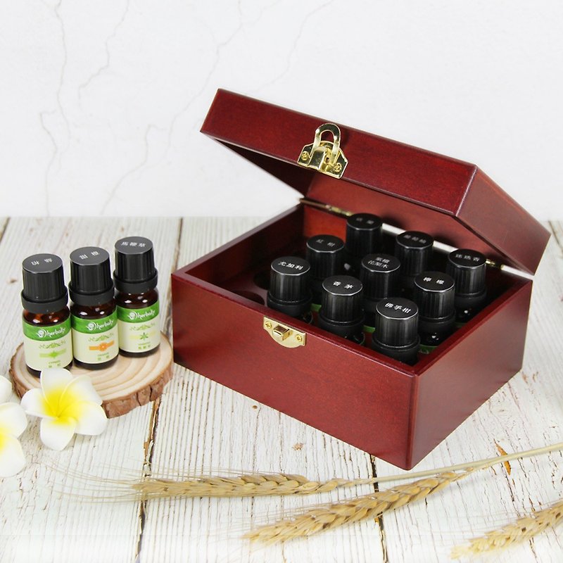 Twelve-compartment wooden box single essential oil set (10ml x12)-Mother's Day gift box - Fragrances - Other Materials Green