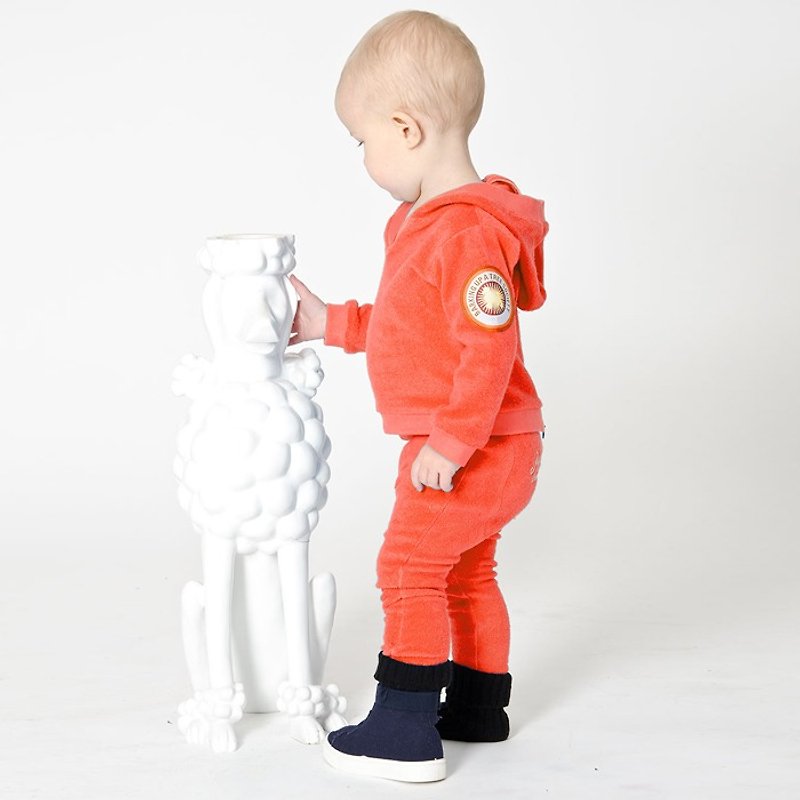 [Nordic children's clothing] Swedish organic cotton hooded top 6M to 3 years old orange - Tops & T-Shirts - Cotton & Hemp Orange