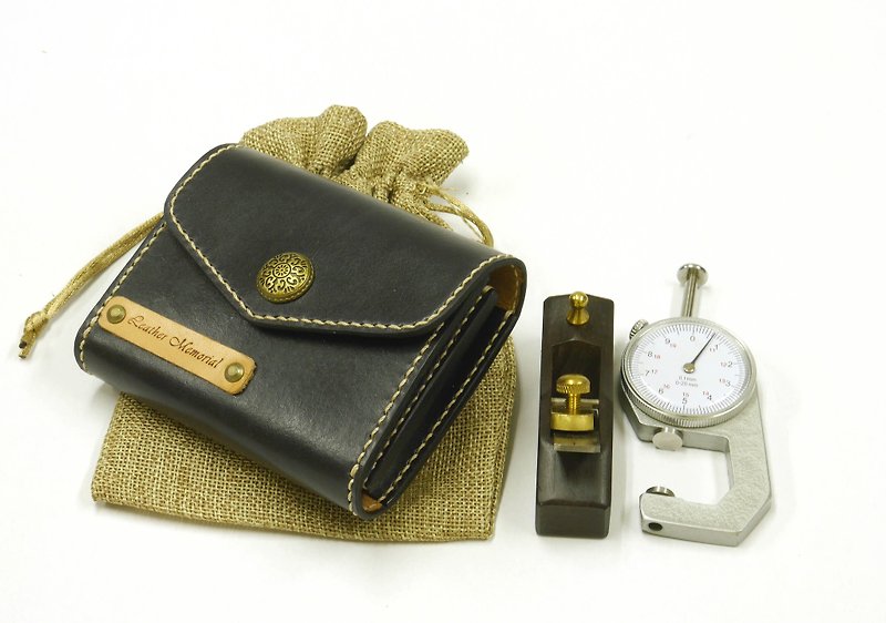 Exclusive order-LM short clip coin purse (limited edition black) - กระเป๋าสตางค์ - หนังแท้ สีดำ