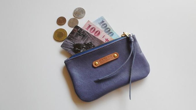 萬用革袋(大)-財布/錢包/收納袋(藍)限量一枚 - Wallets - Genuine Leather Blue
