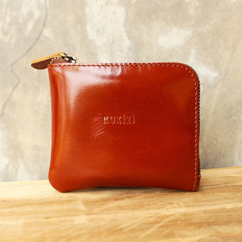 Wallet - Side / Leather Wallet / Leather Bag / Small Wallet  / Short Wallet- Tan - Wallets - Genuine Leather 