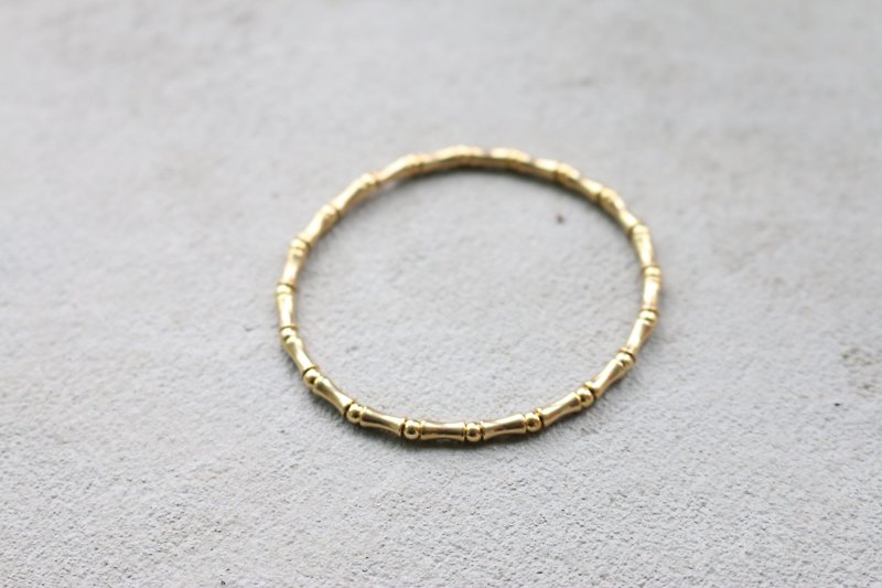 <☞ HAND IN HAND ☜> 黃銅-基本上 竹節形黃銅手環（0125） - 手鍊/手鐲 - 其他金屬 金色