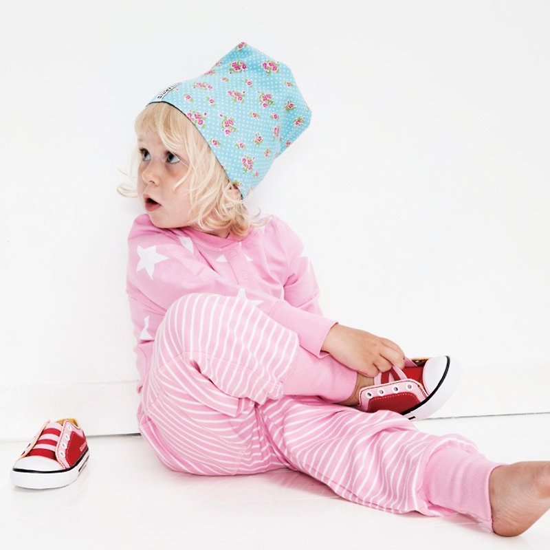 【北欧の子供服】スウェーデンのオーガニックコットンフラワーハット2〜4歳ブルー - 帽子・ヘアバンド - コットン・麻 ブルー