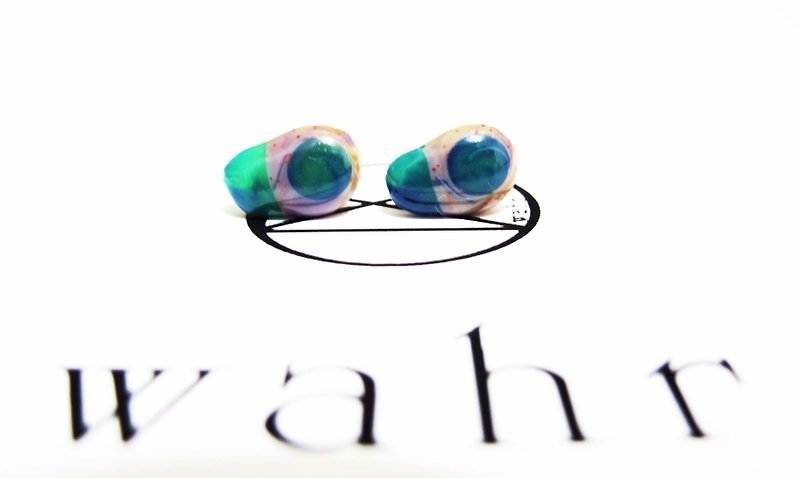 【Wahr】魔咒眼珠耳環(一對) - Earrings & Clip-ons - Other Materials Multicolor