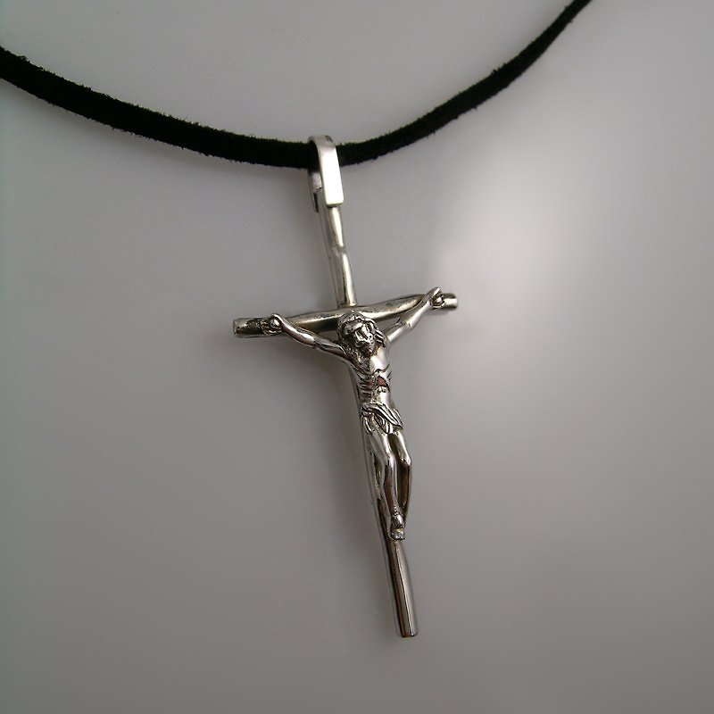 FUHSIYATUO cross sterling silver pendant - Necklaces - Other Metals White