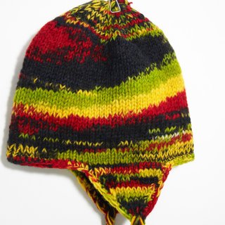 Hand-knitted pure wool hat/handmade inner brushed wool hat/knitted woolen hat/flying wool hat/knitted hat-watercolor gradient color tone (handmade limited edition)