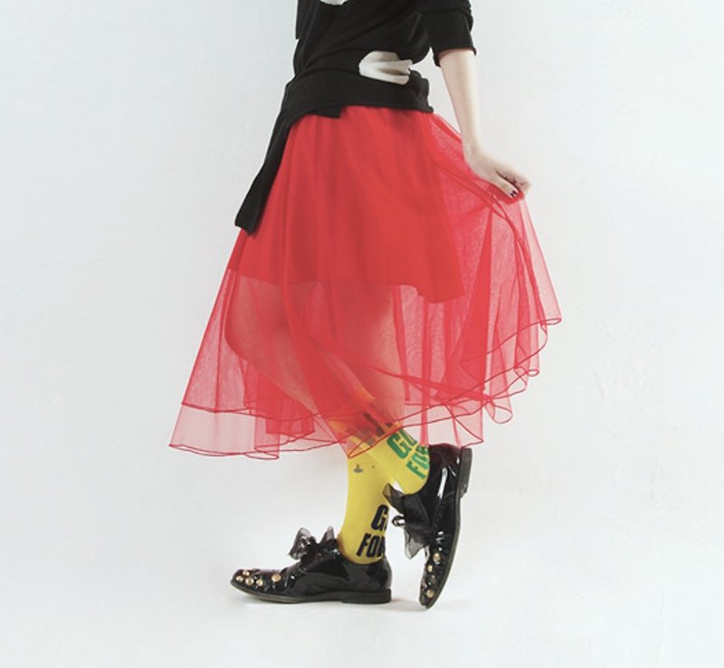 Tousha red skirt - imakokoni - กระโปรง - ผ้าฝ้าย/ผ้าลินิน สีแดง