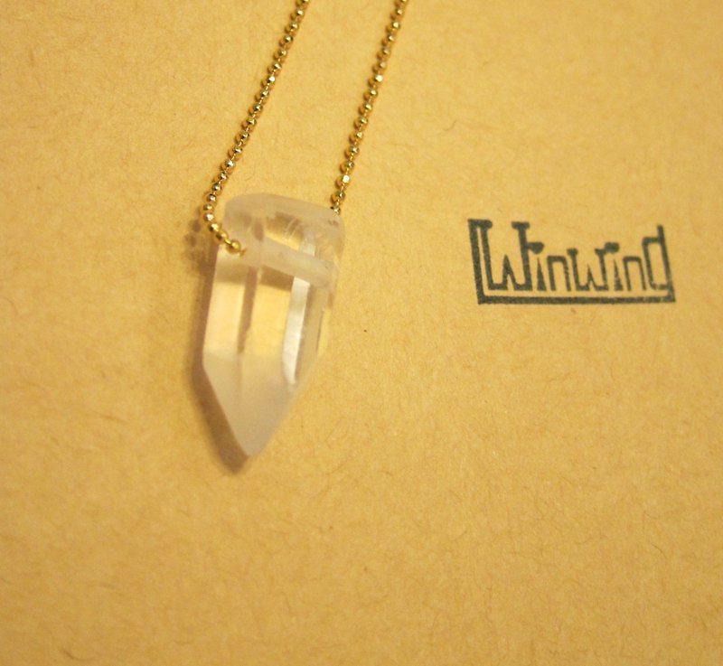 Natural Gemstone- White Crystal Rock Crystal Quartz (Silver Chain) - Necklaces - Gemstone 