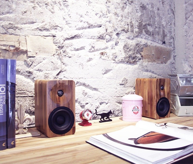 MINFORT | MIN16 handmade solid wood active Bluetooth speaker - ลำโพง - ไม้ สีนำ้ตาล