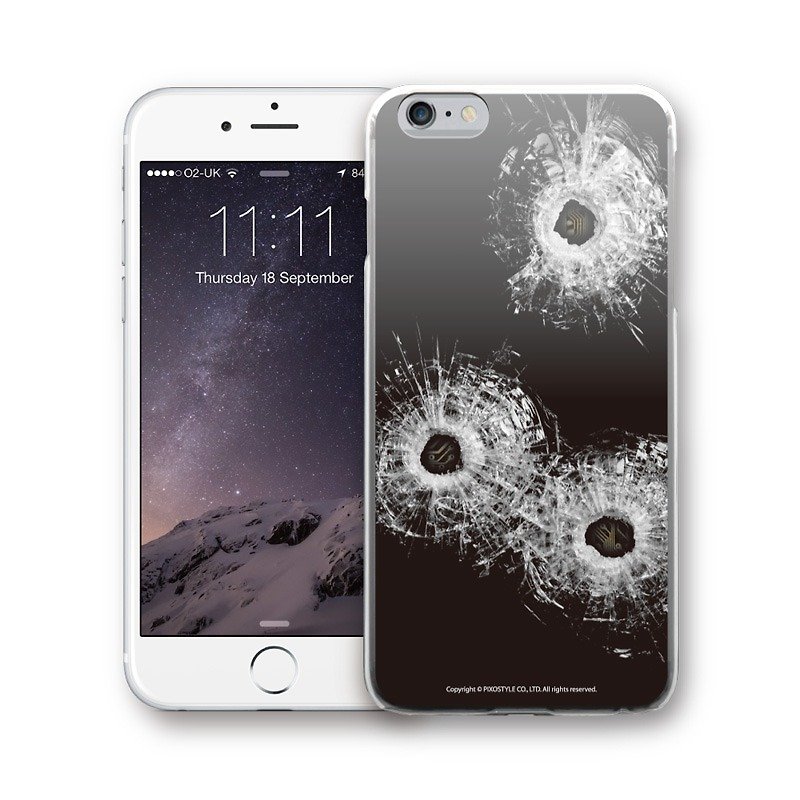 AppleWork iPhone 6 / 6S / 7/8オリジナルデザインケース - 銃弾の穴PSIP-203 - スマホケース - プラスチック ブラック