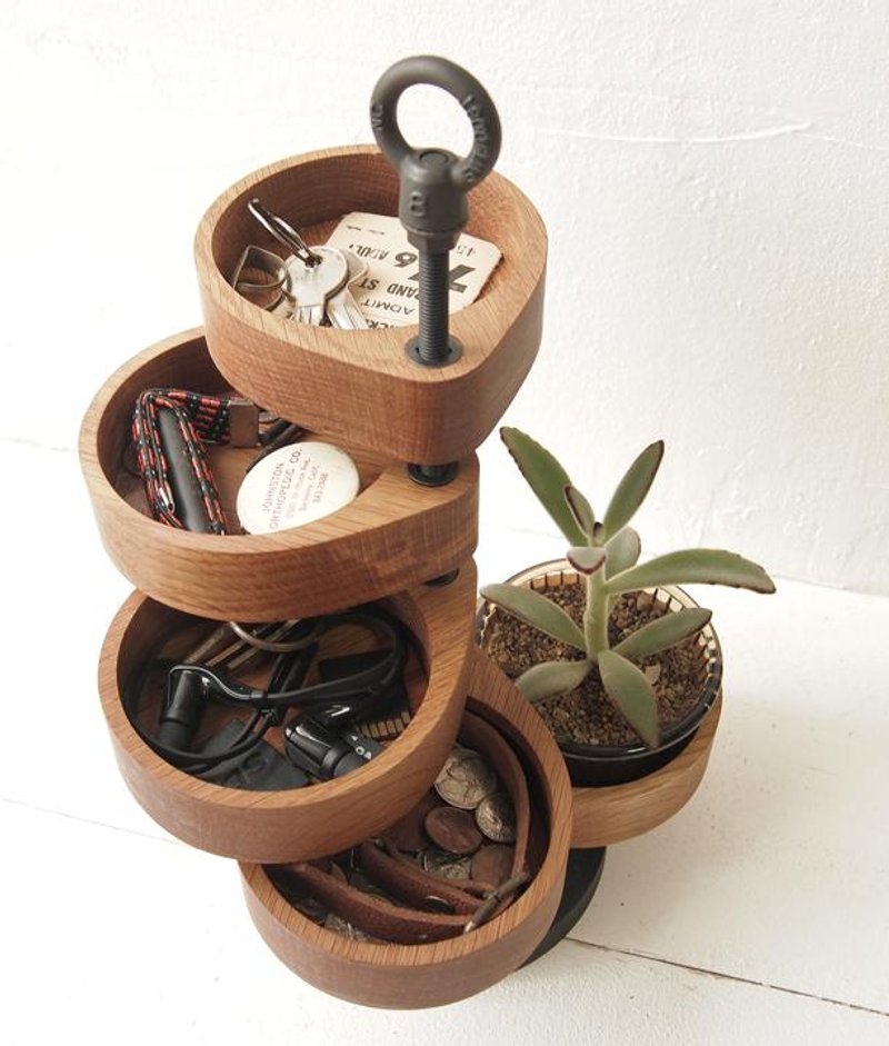 SPIRAL SHELF(キーケース収納小銭シェルフコインケースキーホルダー小物男性ギフトプレゼントアクセサリー - 其他家具 - 木頭 咖啡色