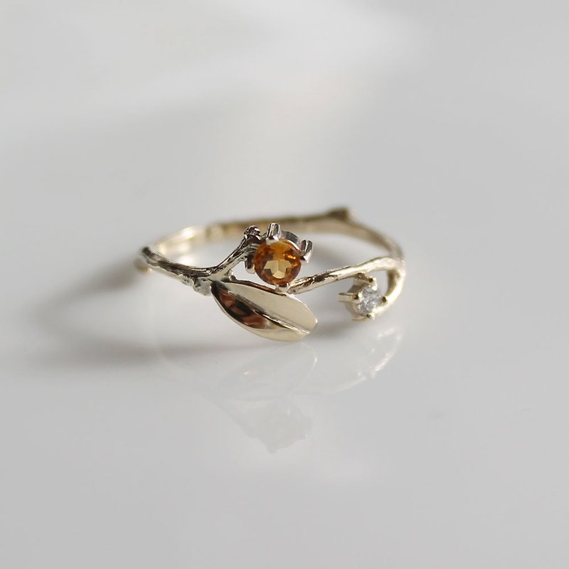 Twig ring Blanche stone ring - แหวนทั่วไป - เครื่องประดับ สีทอง