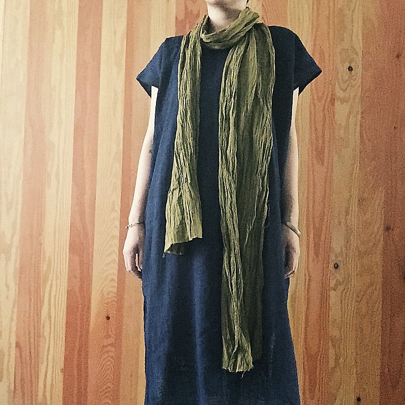 The wind light natural hand-made clothes washed cotton linen robe color blue long gown Mori - One Piece Dresses - Other Materials Blue