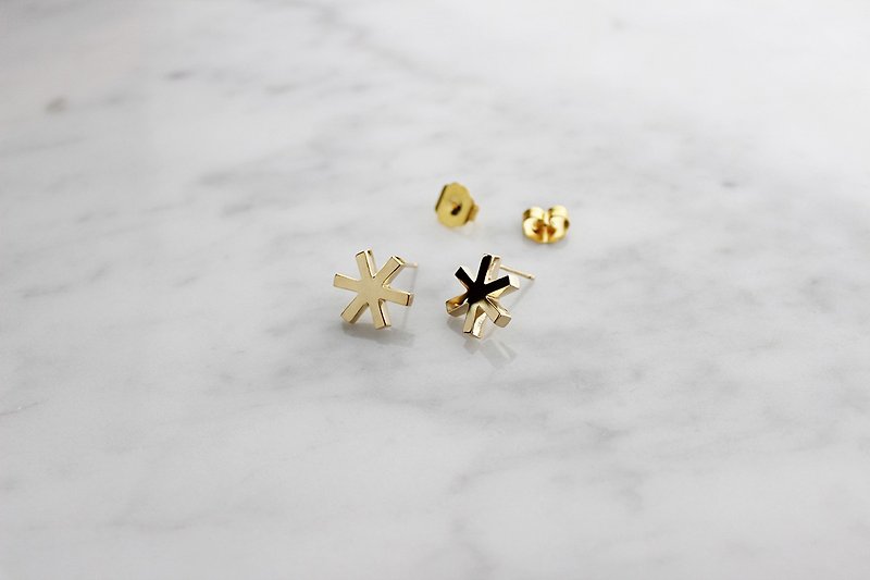 Asterisk Earring Gold - Earrings & Clip-ons - Copper & Brass Gold