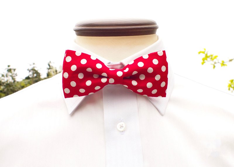 TATAN classic polka dot bow tie (red) - เนคไท/ที่หนีบเนคไท - วัสดุอื่นๆ สีแดง