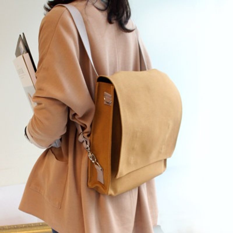 Ultrahard Author series 2way backpack -flaneur (brown) - กระเป๋าแมสเซนเจอร์ - วัสดุอื่นๆ สีทอง