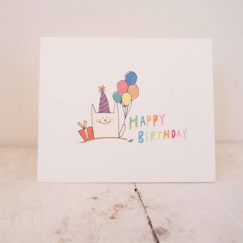 Cat birthday card - การ์ด/โปสการ์ด - กระดาษ ขาว