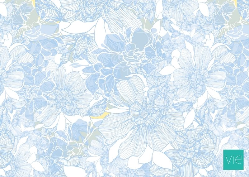 [Postcard] gardenia, white and blue - flowers version - การ์ด/โปสการ์ด - กระดาษ สีน้ำเงิน