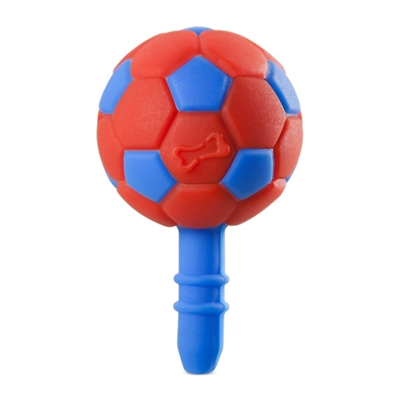足球DIY耳機塞(藍紅) - 手機架/防塵塞 - 矽膠 紅色