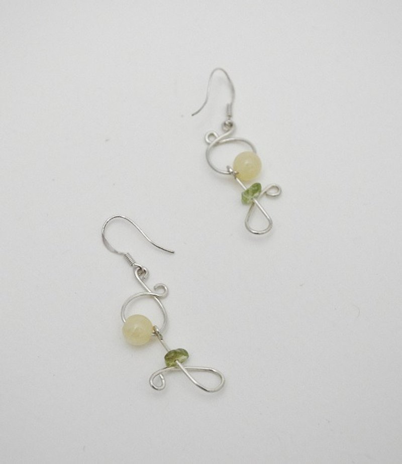 The line series_Yellow Flower。Silver Earring - Earrings & Clip-ons - Other Metals Multicolor