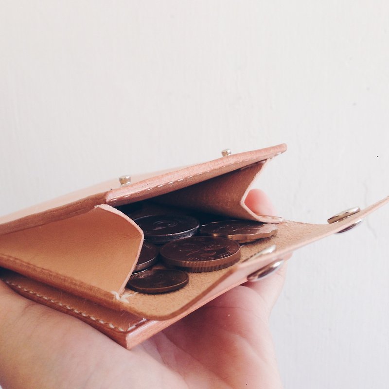 [NINOX] handmade leather wallet change short clip silver package send print - กระเป๋าสตางค์ - หนังแท้ สีนำ้ตาล