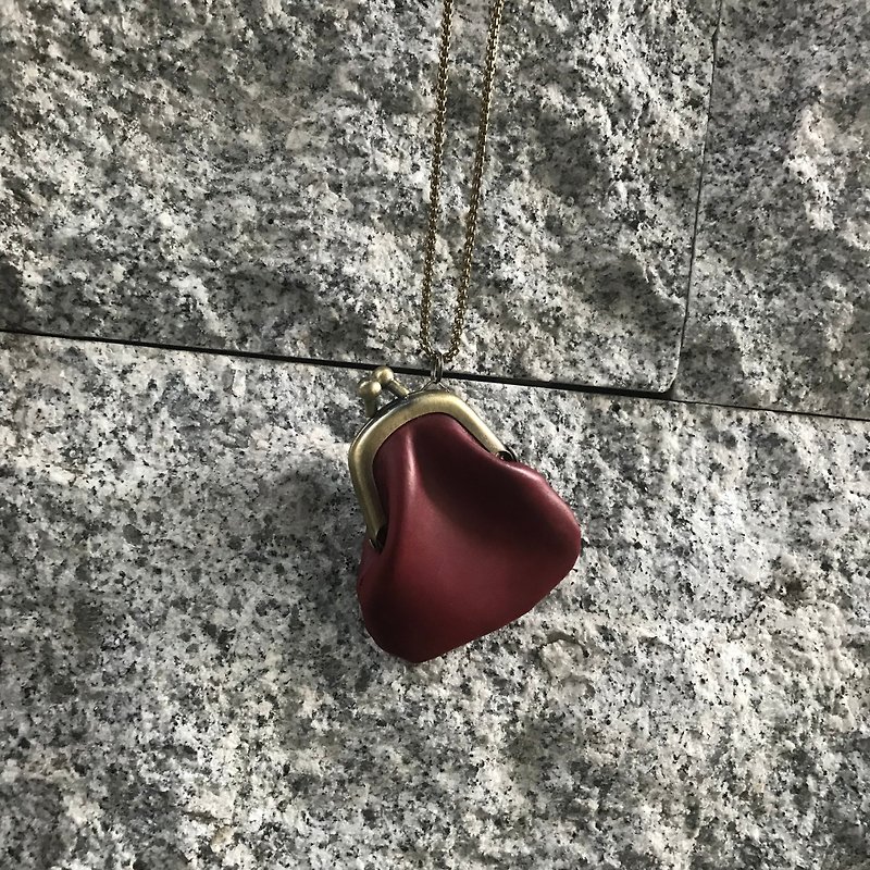 Sienna leather necklace gold wallet - สร้อยคอ - หนังแท้ สีแดง