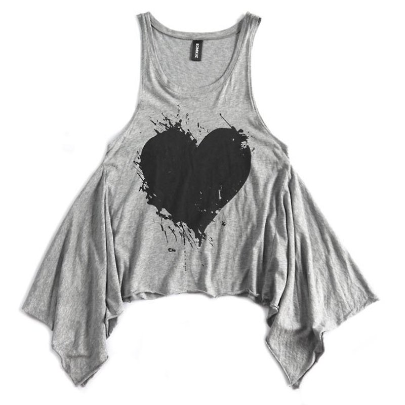 Women's section - splice TEE- love splashing light gray linen - Single Size - Women's T-Shirts - Other Materials Gray