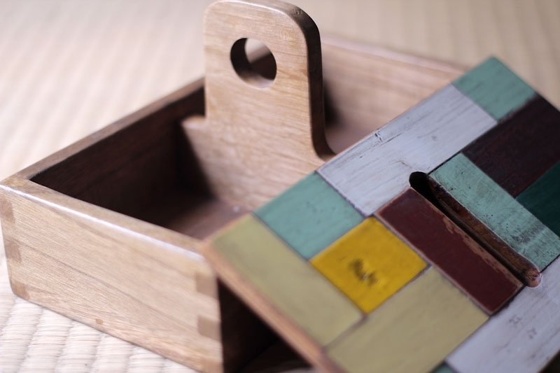 Collage wooden box - ของวางตกแต่ง - ไม้ สีนำ้ตาล