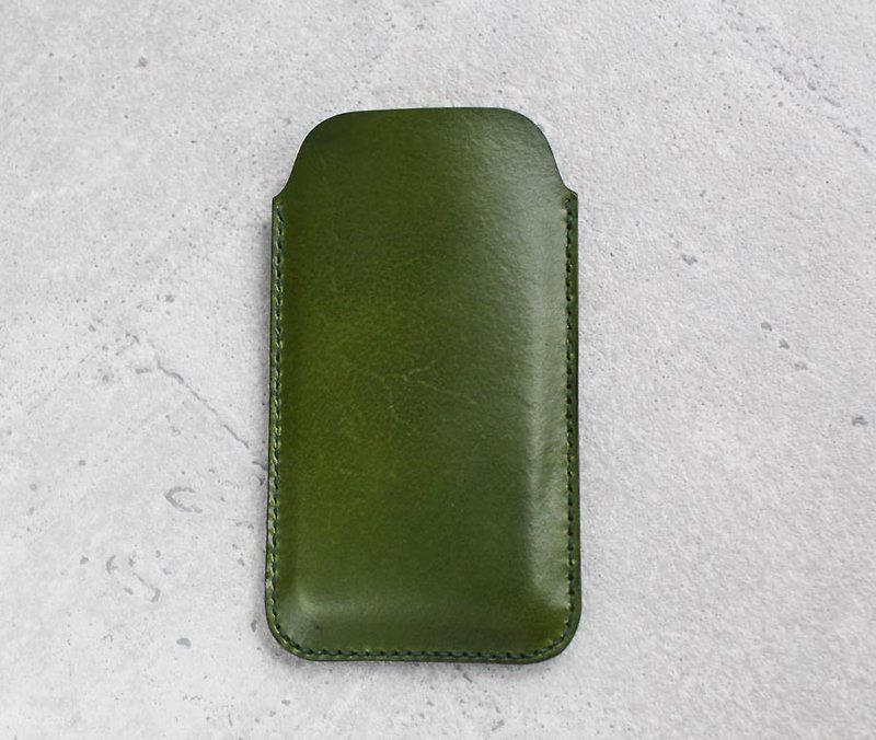 iPhone 6/6s/7 Dark green genuine leather sleeve pouch case - Phone Cases - Genuine Leather Green