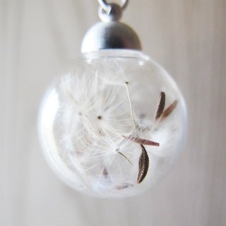 * Rosy Garden * Dandelion seed glass ball necklace