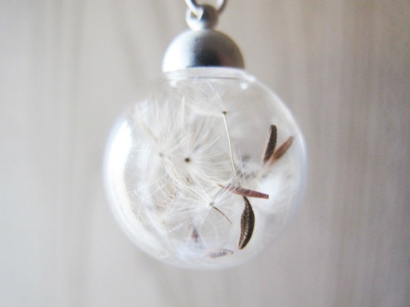 Plants & Flowers Chokers White - * Rosy Garden * Dandelion seed glass ball necklace