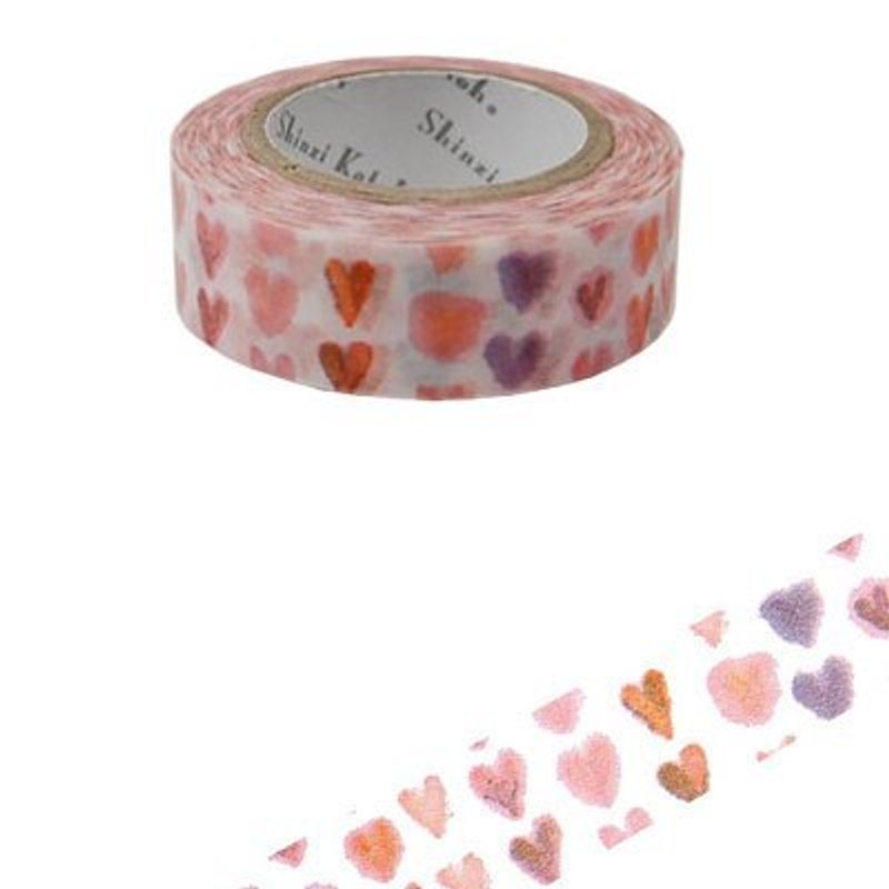SHINZI加藤真治加藤イラストのフランス紙テープ（ラブ1 KS-MT-10009） - マスキングテープ - 紙 ピンク