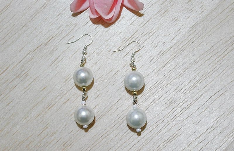 Alloy*Imitation Pearl Series*_Hook Earrings - Earrings & Clip-ons - Other Metals White