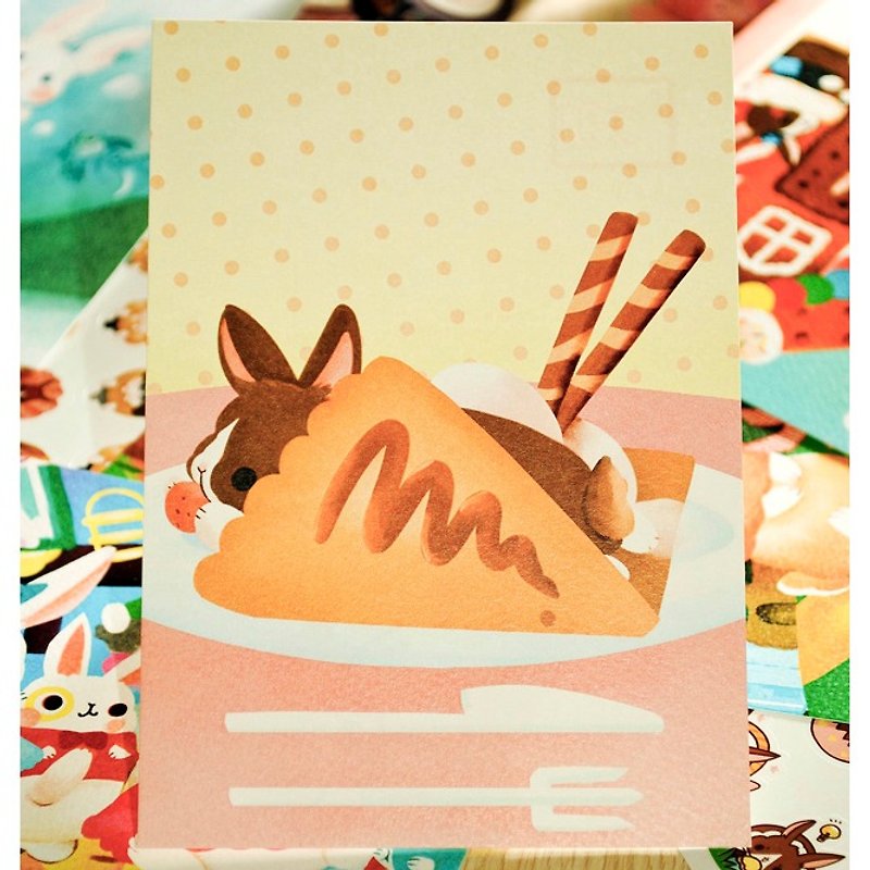 ポストカード*クレープ兎 - カード・はがき - 紙 多色