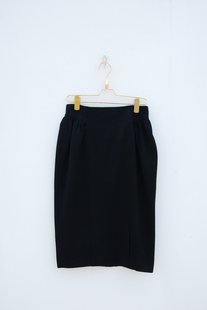 古著排釦毛料裙 - Skirts - Other Materials 